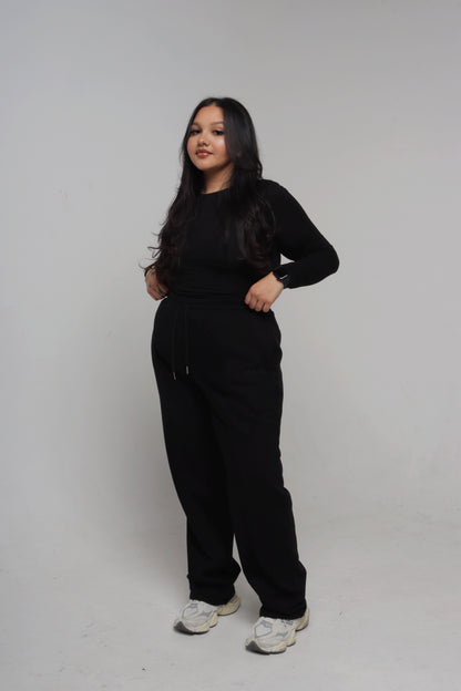 STRUCTURED FLEECE LINED PANT | ONYX