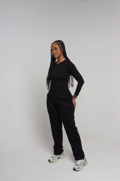 STRUCTURED FLEECE LINED PANT | ONYX